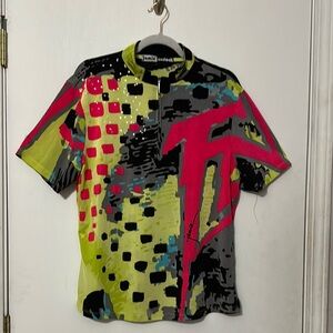 Jamie Sadock Red and Green Blouse with Bold Design